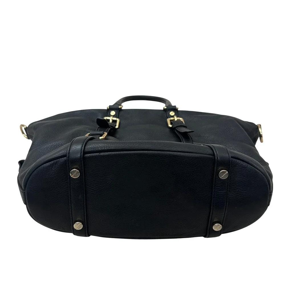 Michael Kors Black Pebbled Leather Satchel‎ Bag Gold Hardware Large Tote Handbag
